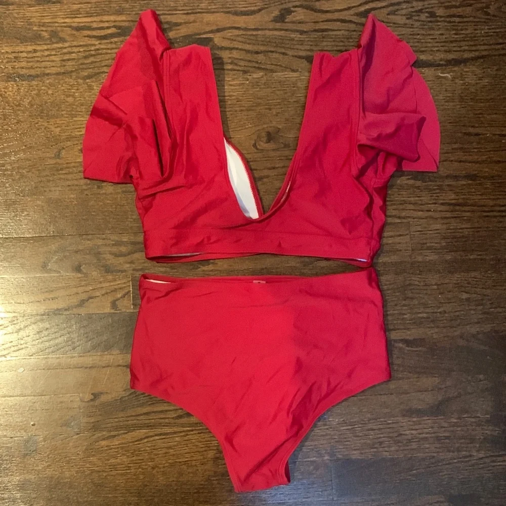 Red Ruffled Bikini Set - Picture 5 of 5